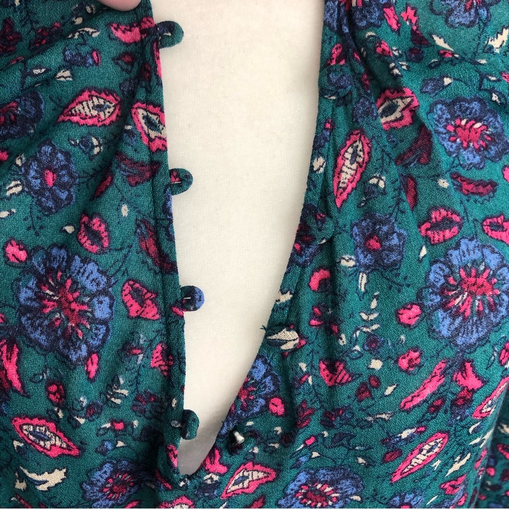 Lucky Brand teal floral top small - Picture 2 of 8